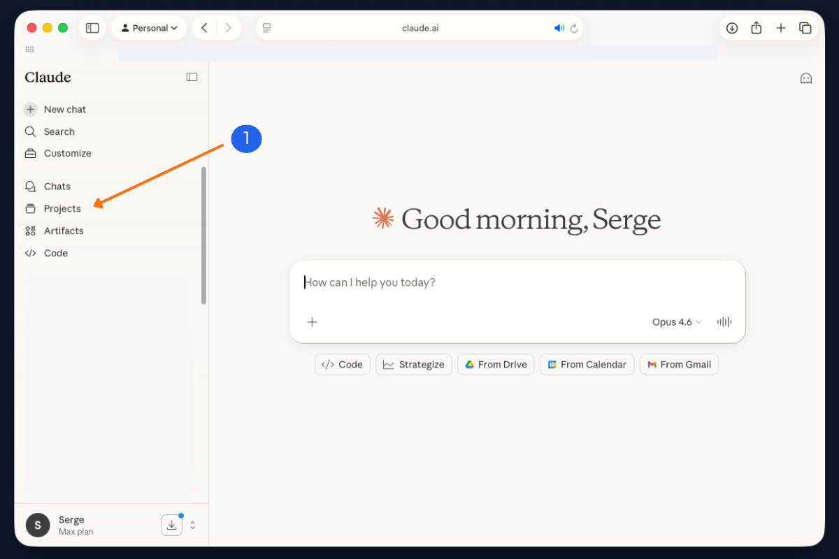 Claude &mdash; create a new project for your coaching system
